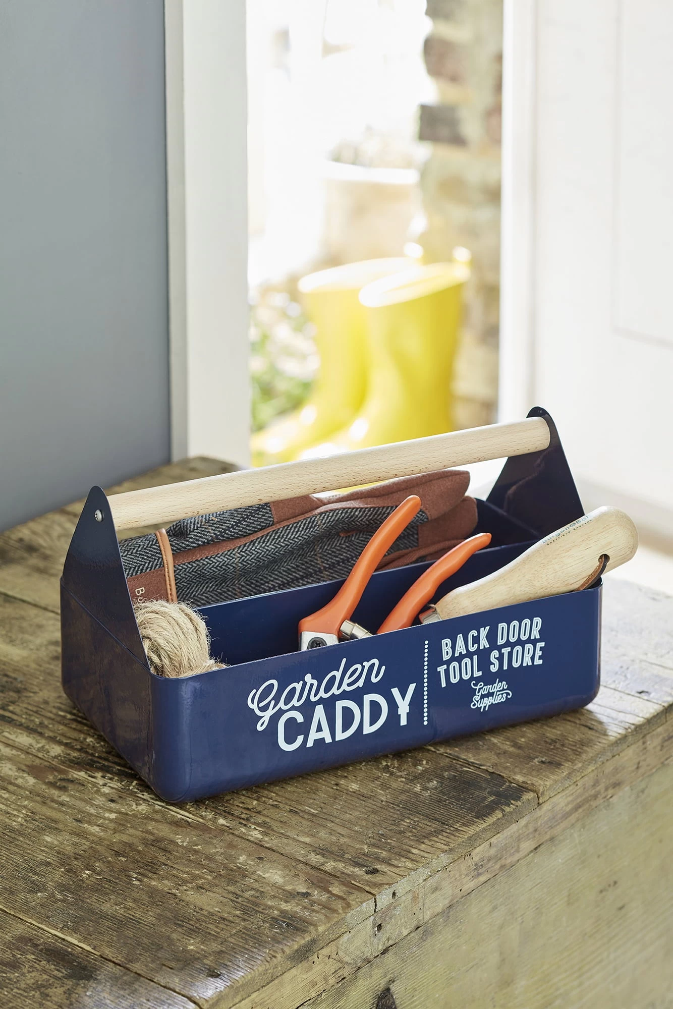 Garten-Caddy Mit Holzgriff , Atlantikblau