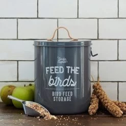 Vogelfutterdose "Feed The Birds" - Grau