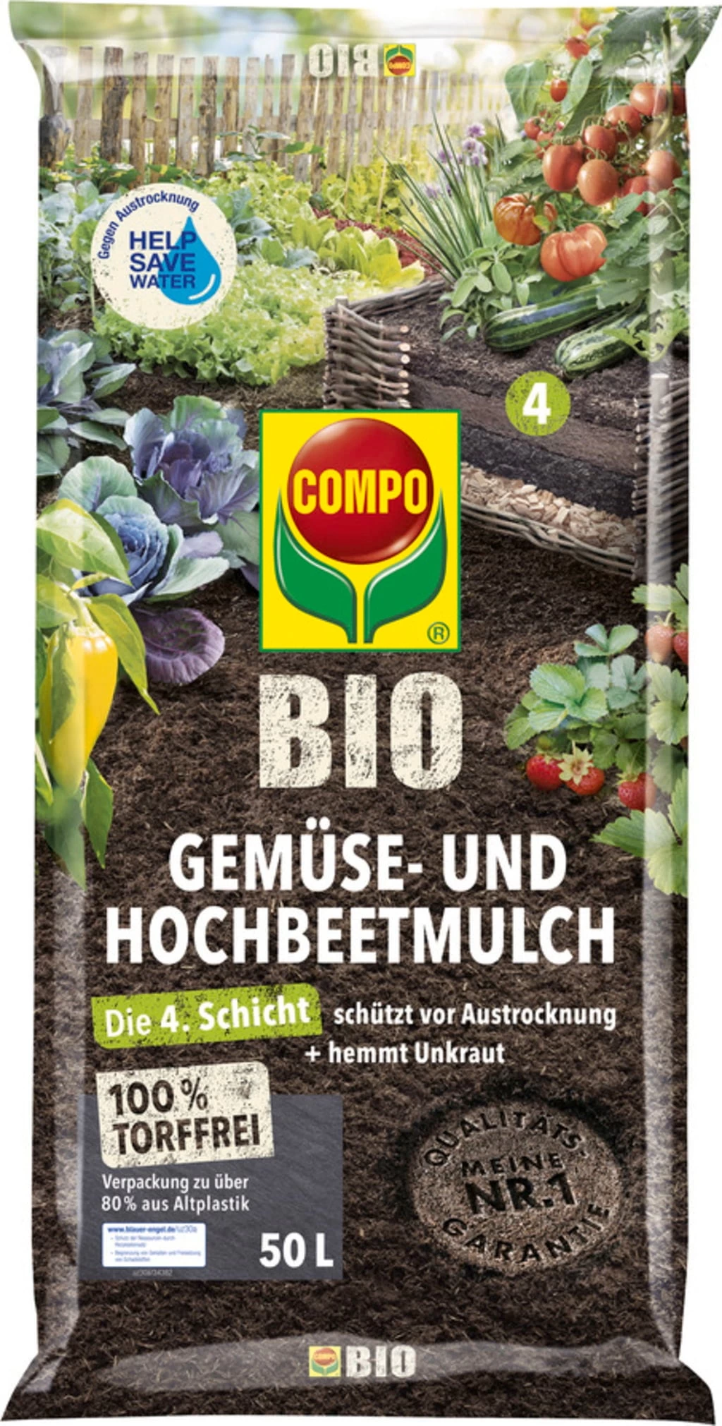 Compo BIO Gemüse- Und Hochbeetmulch Torffrei, 50 L