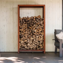 Holzaufbewahrung Aus Cortenstahl, 80 X 40 X 180 Cm
