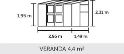Juliana Gewächshaus Veranda - Alu/Schwarz, 4,4 M²