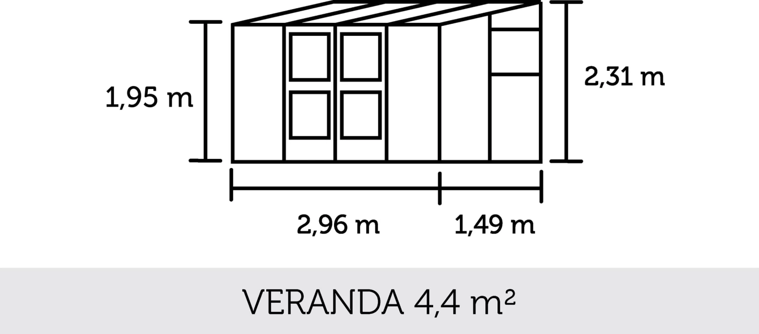 Juliana Gewächshaus Veranda - Alu/Schwarz, 4,4 M²