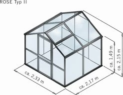 Gewächshaus "Rose" Anthrazit-Grau, Typ II