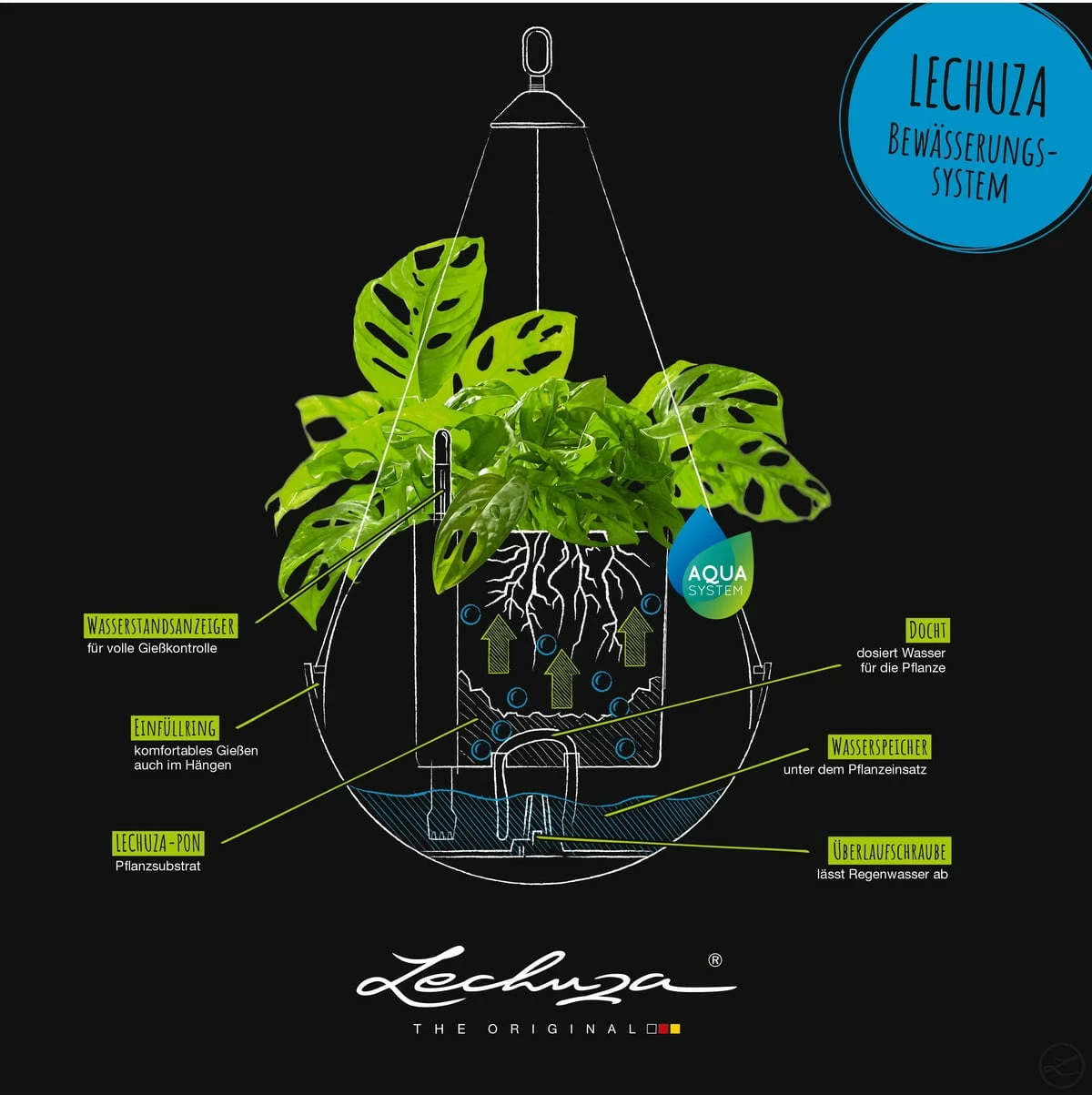 LECHUZA Blumenampel BOLA Color 32, Sandbraun – Bild 4