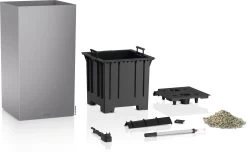 LECHUZA Pflanzgefäß CANTO Premium 40 High, LED, Silber Metallic