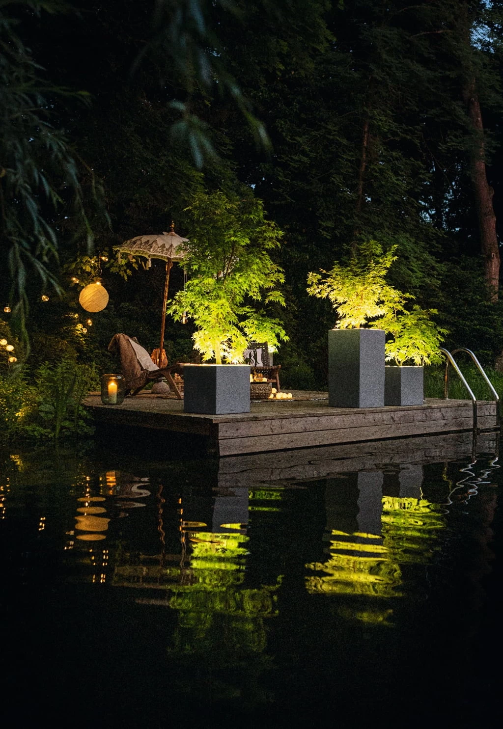 LECHUZA Pflanzgefäß CANTO Stone 30 LED Low, Steingrau – Bild 4