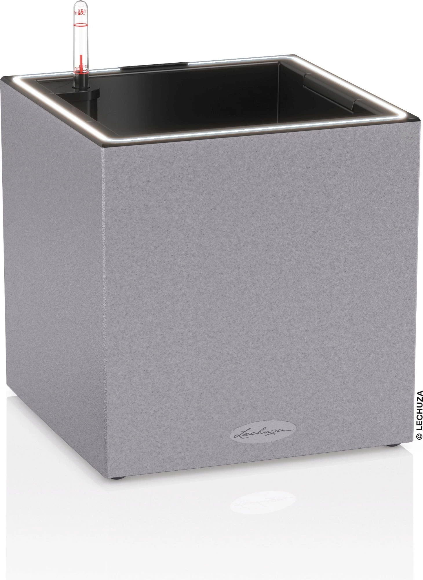 LECHUZA Pflanzgefäß CANTO Stone 30 LED Low, Steingrau