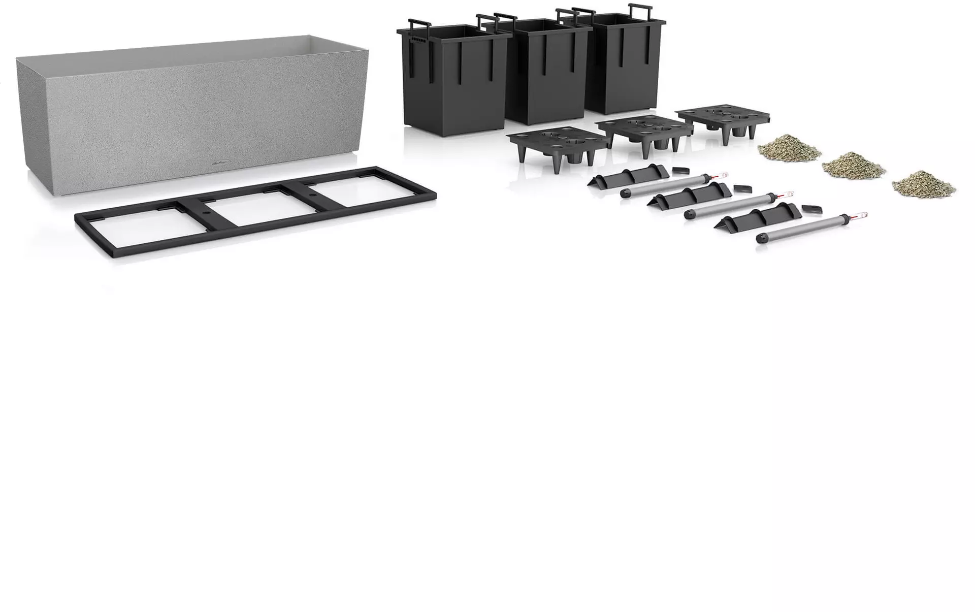 LECHUZA Pflanzgefäß TRIO "Stone" 40, Steingrau – Bild 2