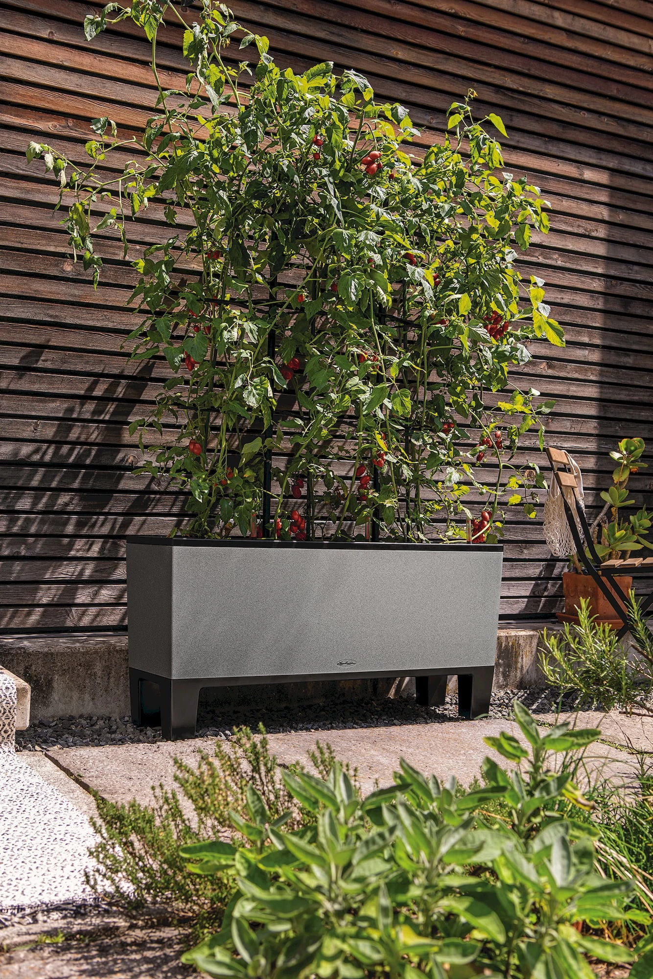 LECHUZA Pflanzgefäß TRIO "Stone" 40, Steingrau – Bild 4