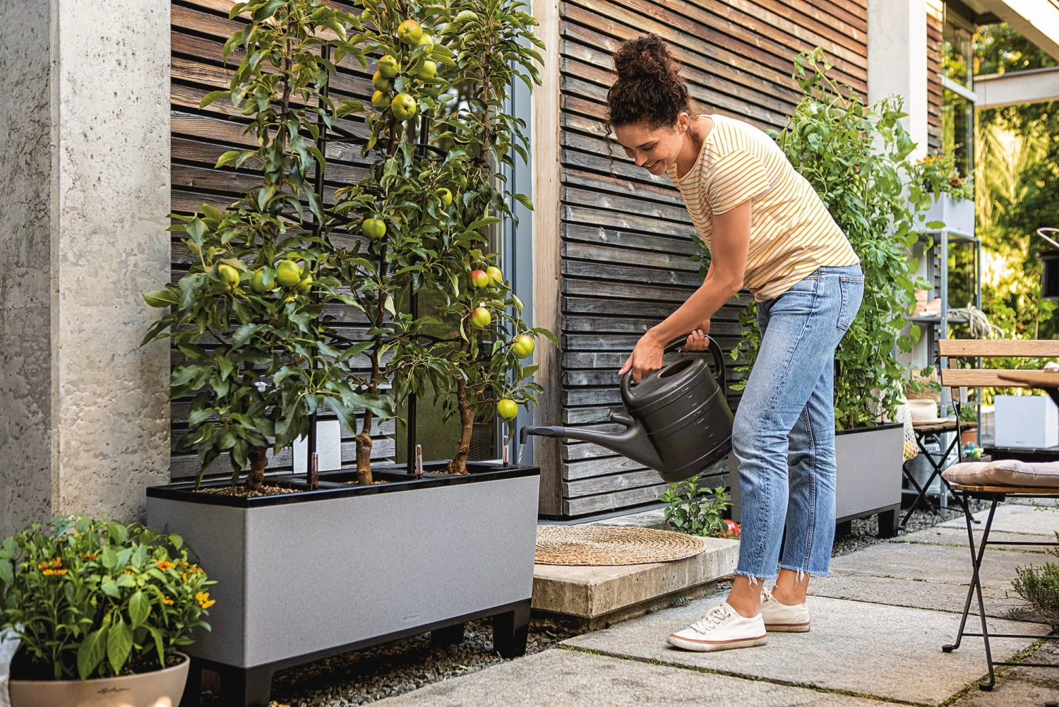 LECHUZA Pflanzgefäß TRIO "Stone" 40, Steingrau – Bild 3