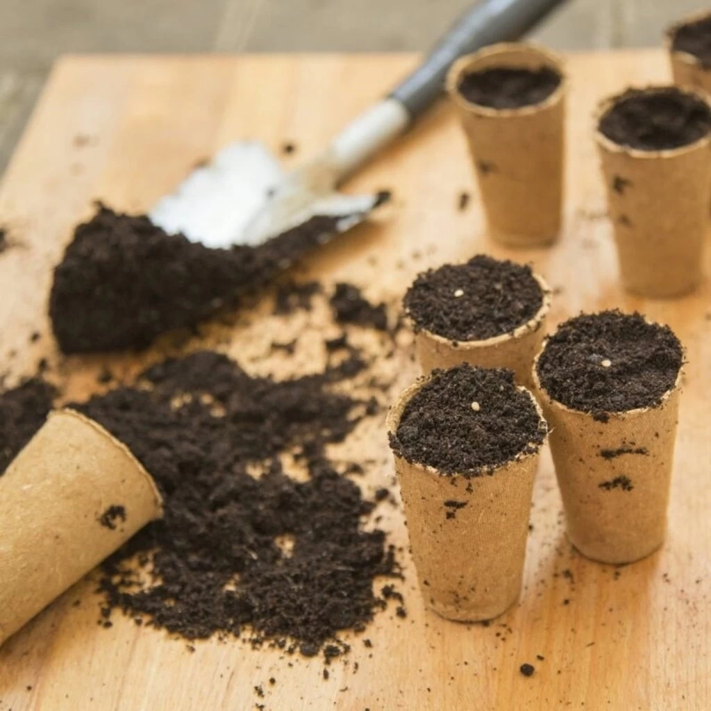 Abbaubare Anzuchttöpfe Rund, 60 Stück – Bild 2