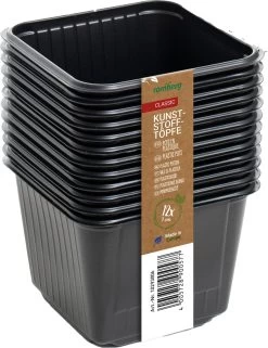 12 Kunststofftöpfe9 Cm Quadr., Schwarz