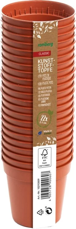 22 Kunststofftöpfe 5 Cm Rund - Terracotta