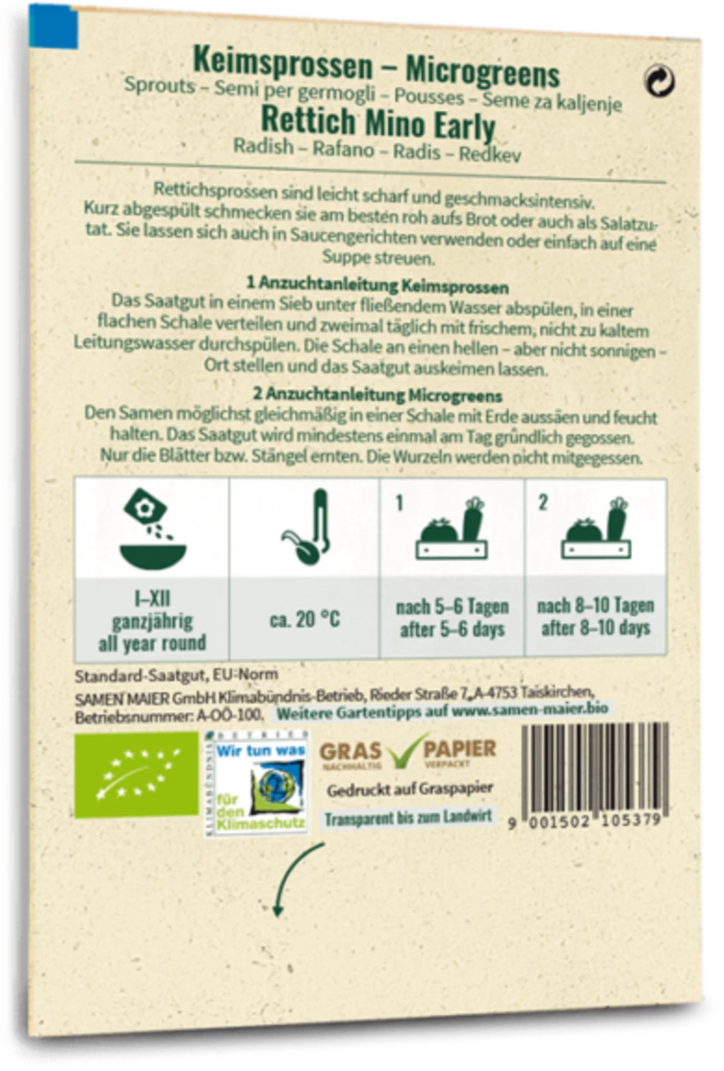 Bio Keimsprossen/Microgreens - Rettich "Mino Early" â Bild 2