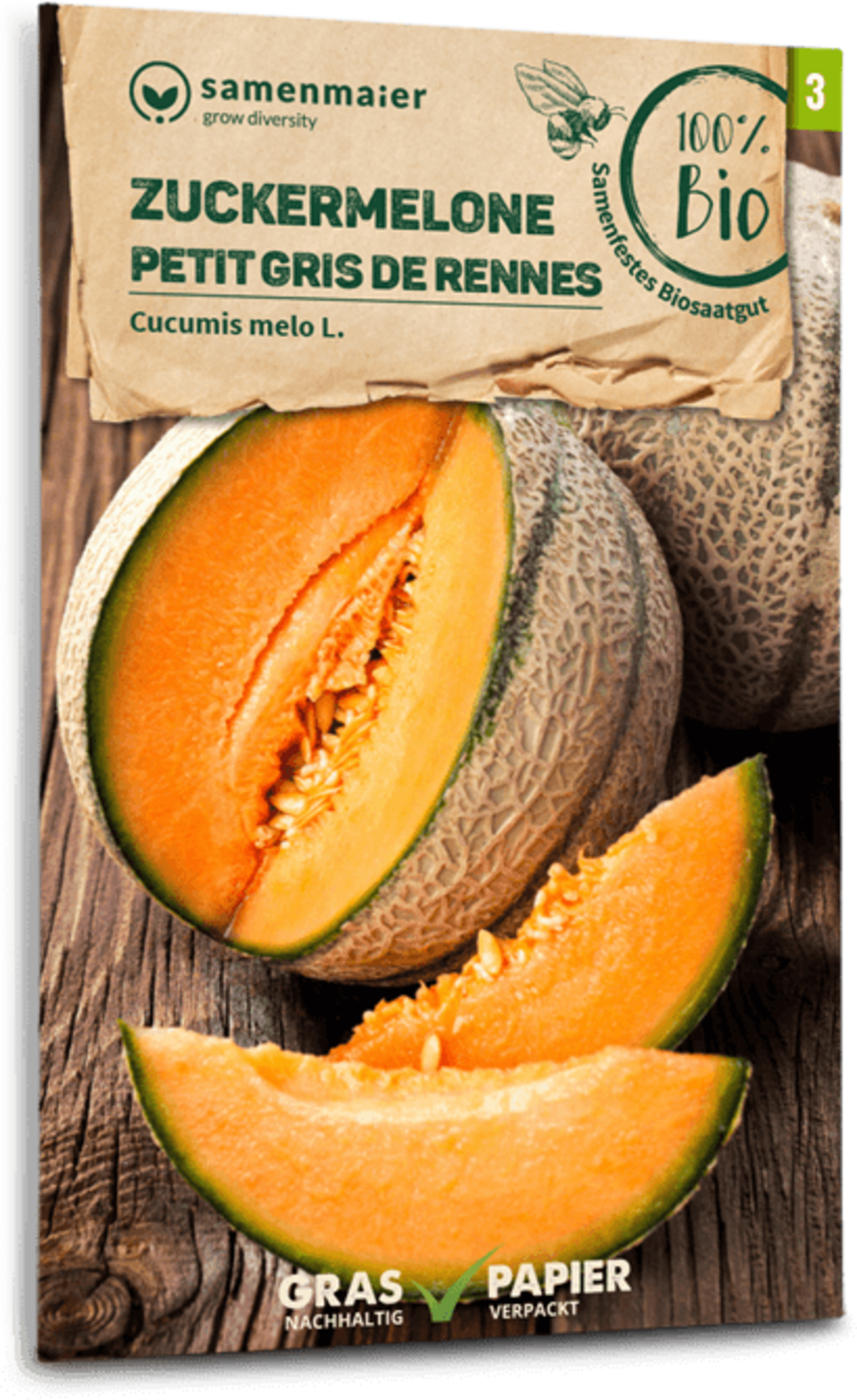 Bio Zuckermelone "Petit Gris De Rennes" â Bild 2