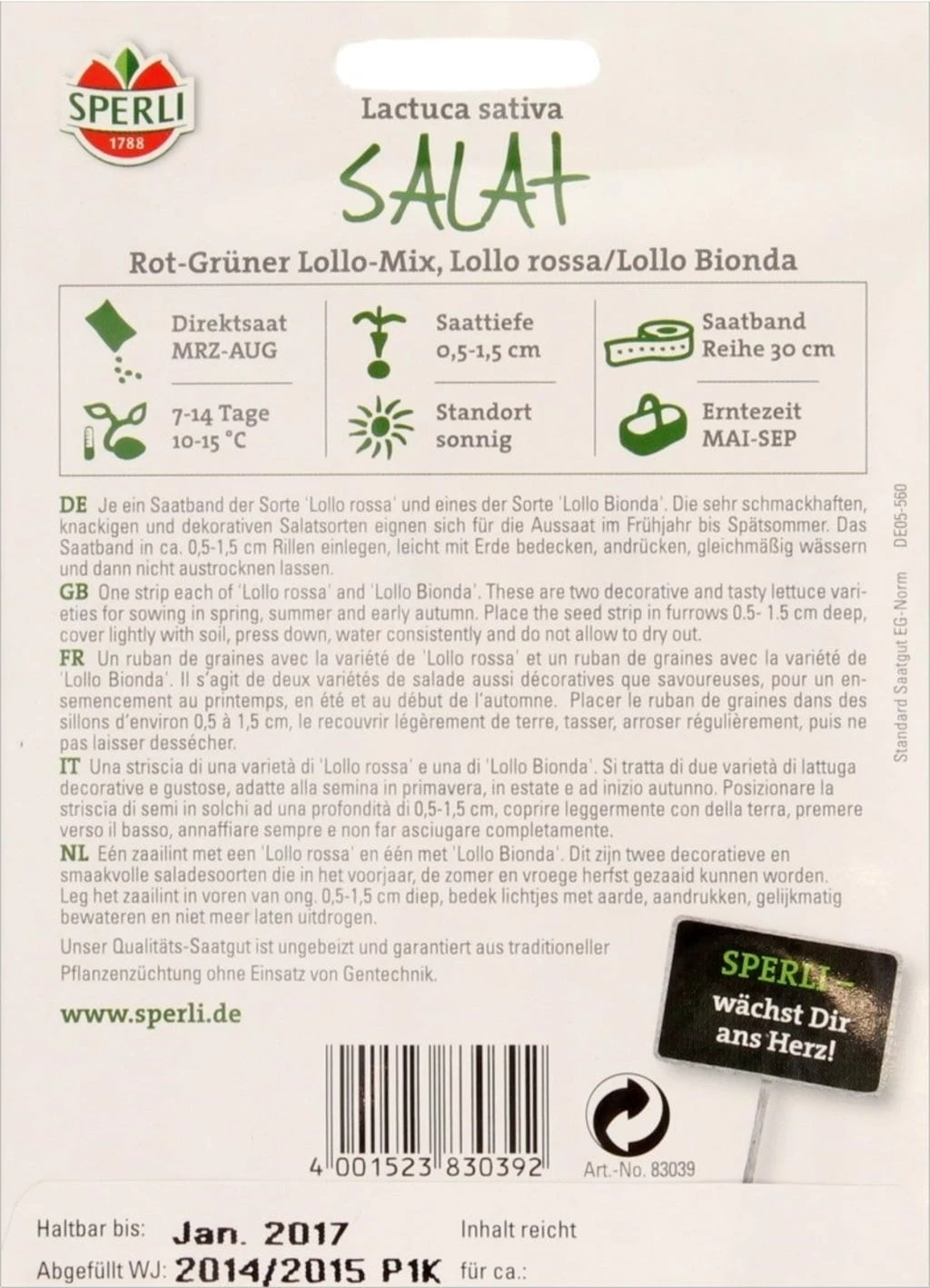 Salat-Mischung "Lollo-Mix" 5m Saatband â Bild 2